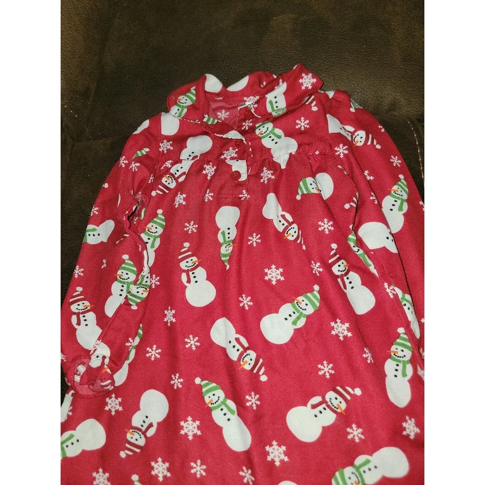 Gymboree holiday Christmas snowman gymmies pajamas nightgown size 5‎ 6